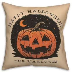Personalized Retro Jack O Lantern Halloween Pillow