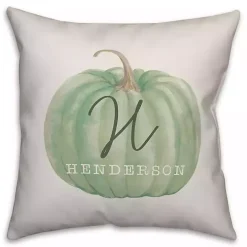 Personalized Sage Pumpkin Harvest Outdoor Pillow