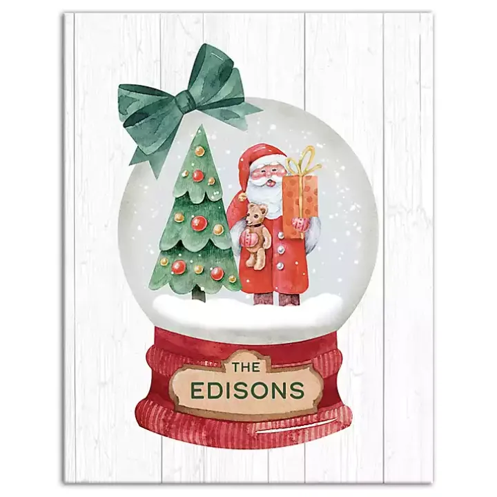 Personalized Santa Snowglobe Canvas Art Print