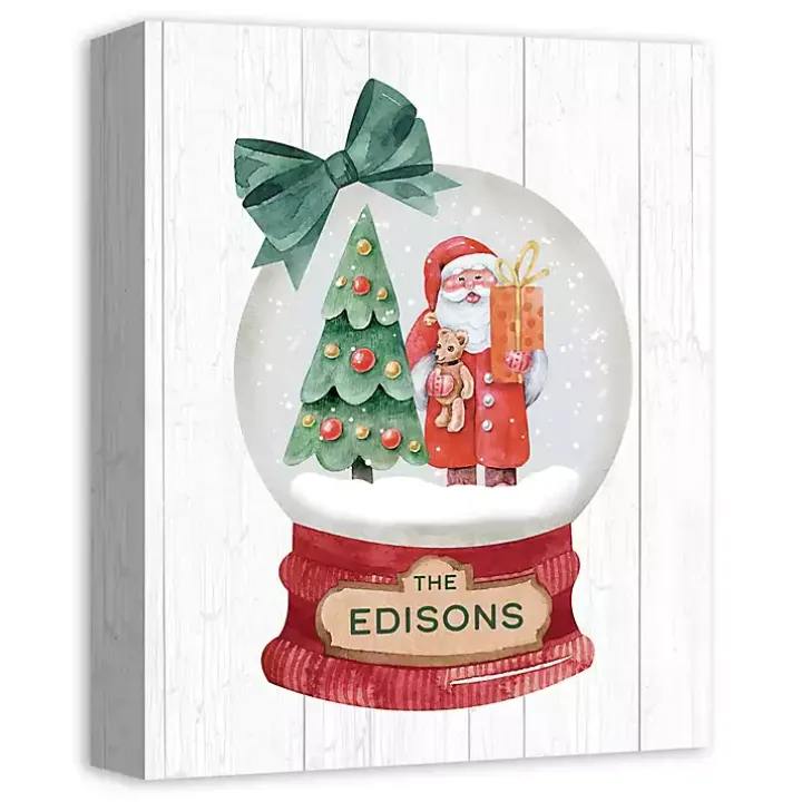 Personalized Santa Snowglobe Canvas Art Print
