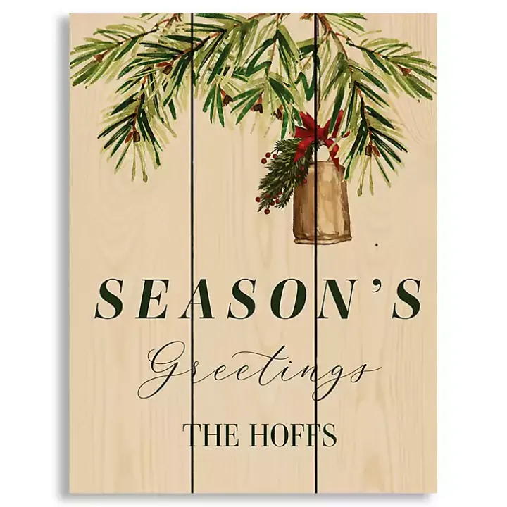 Personalized Season's Greetings Wood Wall Plaque