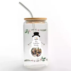 Personalized Snowman Photo Glass Can Cup