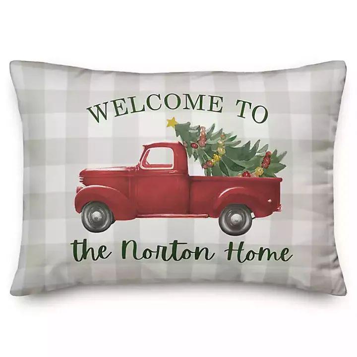 Personalized Welcome Christmas Truck Pillow