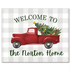 Personalized Welcome Christmas Truck Canvas Plaque