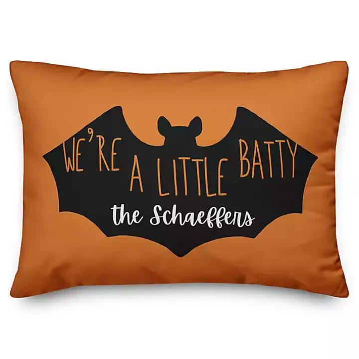 Personalized We're A Little Batty Outdoor Pillow