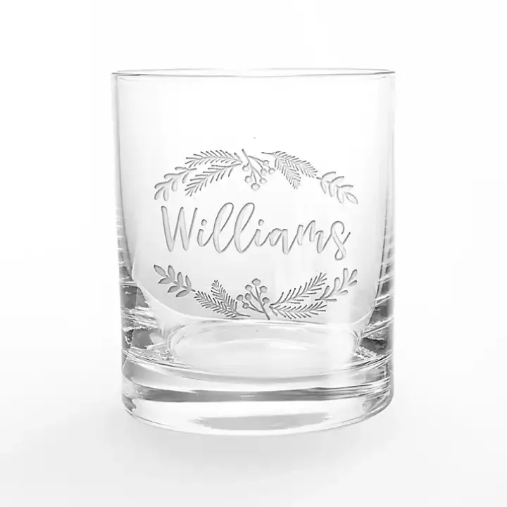 Personalized Wreath Whiskey Glasses, Set of 2