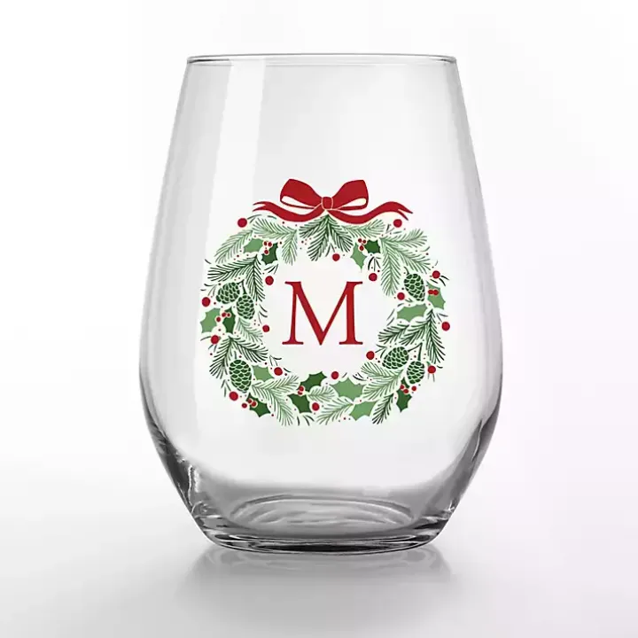Personalized Wreath Wine Glasses, Set of 2
