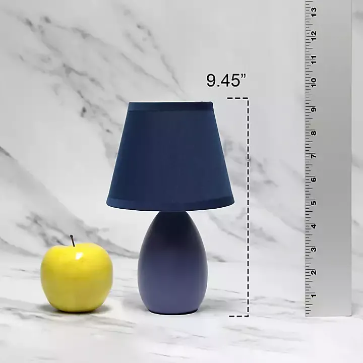 Petite Blue Oblong Table Lamps, Set of 2
