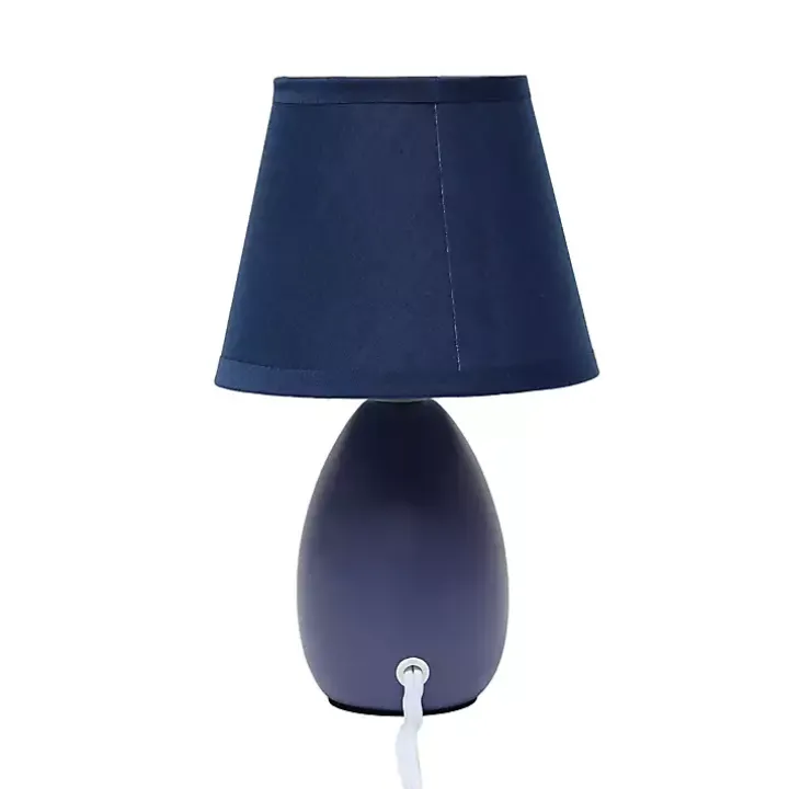 Petite Blue Oblong Table Lamps, Set of 2
