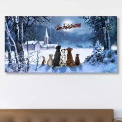 Pets Watching Santa Canvas Art Print