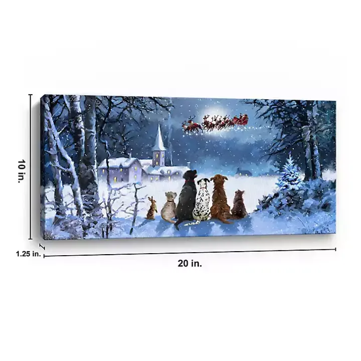 Pets Watching Santa Canvas Art Print