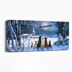 Pets Watching Santa Canvas Art Print