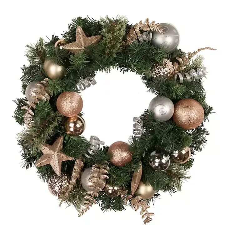 Pine and Star Ornaments Wreath
