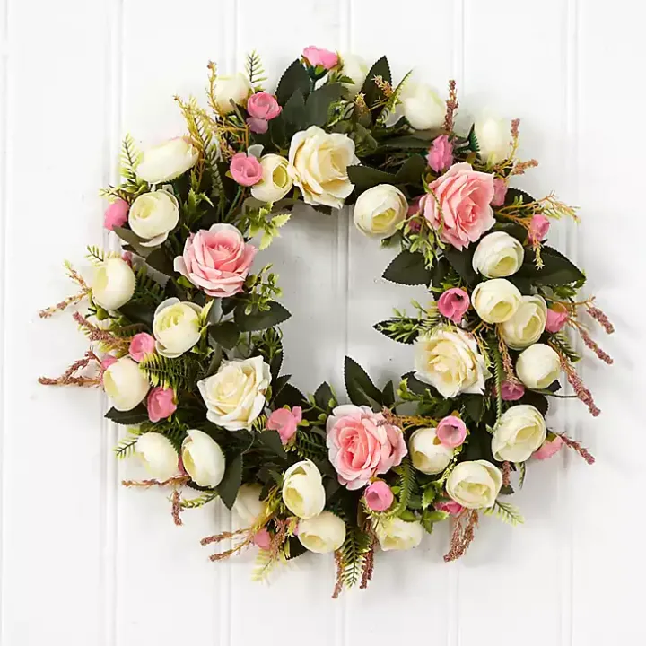 Pink and Ivory Roses Wreath