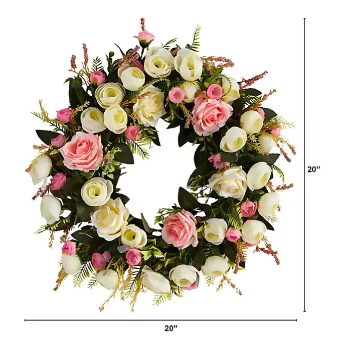 Pink and Ivory Roses Wreath