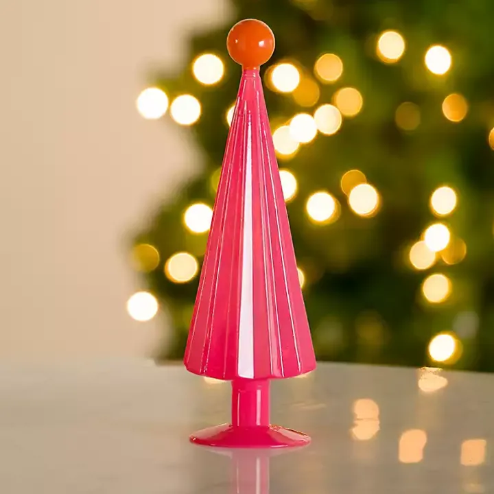 Pink and Orange Glass Christmas Tree