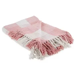 Pink and White Buffalo Check Throw