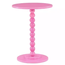 Pink Beaded Spindle Accent Table