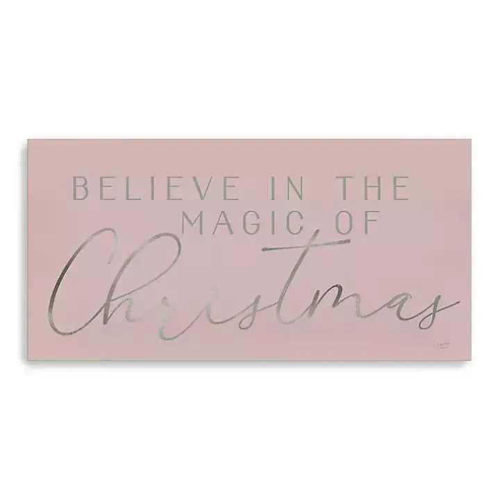 Pink Believe in Magic Christmas Canvas Art Print