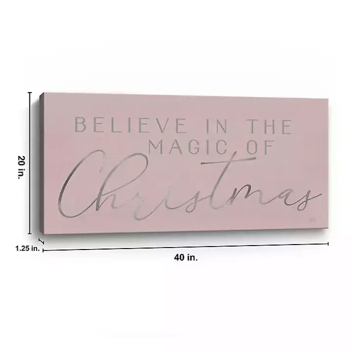 Pink Believe in Magic Christmas Canvas Art Print