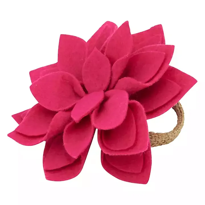 Pink Blossom Napkin Rings, Set of 4