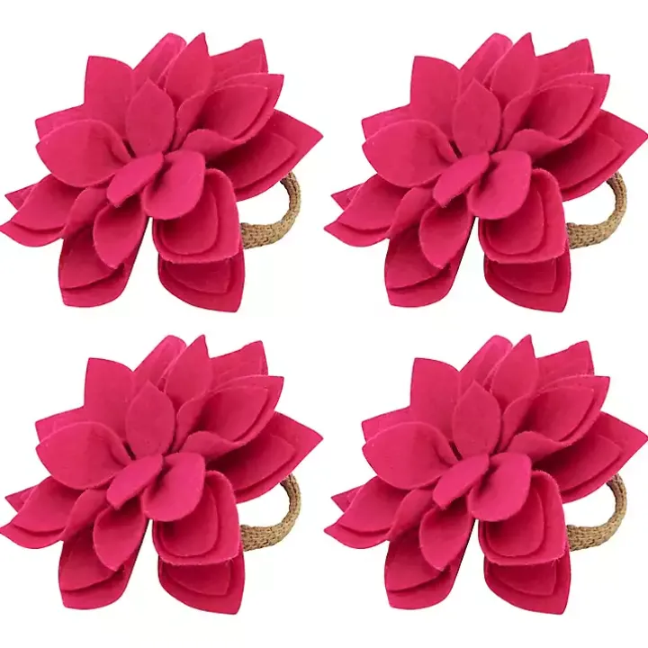Pink Blossom Napkin Rings, Set of 4