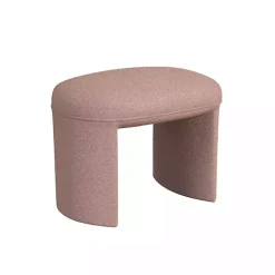 Pink Boucle Oval Upholstered Ottoman