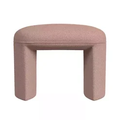 Pink Boucle Oval Upholstered Ottoman