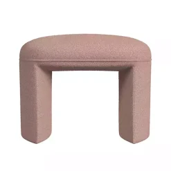 Pink Boucle Oval Upholstered Ottoman