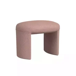 Pink Boucle Oval Upholstered Ottoman