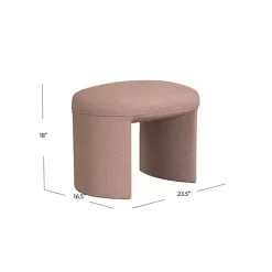 Pink Boucle Oval Upholstered Ottoman