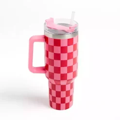 Pink Checkered Otto 40 oz. Insulated Tumbler