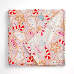 Pink Christmas Cookies Plush Throw