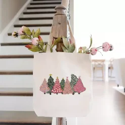 Pink Christmas Trees Canvas Tote Bag