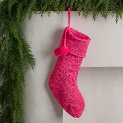 Pink Confetti Knit Christmas Stocking