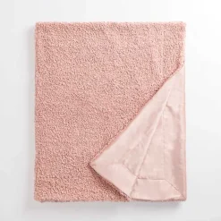 Pink Curly Faux Lamb Fur Throw