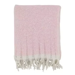 Pink Herringbone Faux Mohair Throw