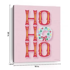 Pink Ho Ho Ho Wreath Canvas Print