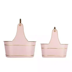 Pink Iron Merry Christmas Baskets, Set of 2