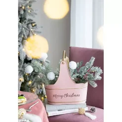 Pink Iron Merry Christmas Baskets, Set of 2