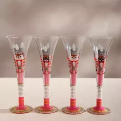 Pink Nutcracker Flute Glasses, Set of 4