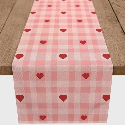 Pink Plaid Hearts Table Runner, 90 in.