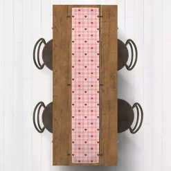 Pink Plaid Hearts Table Runner, 90 in.
