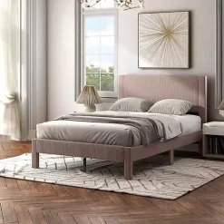 Pink Upholstered Dalia Queen Platform Bed