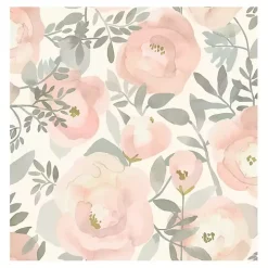 Pink Watercolor Roses Peel & Stick Wallpaper