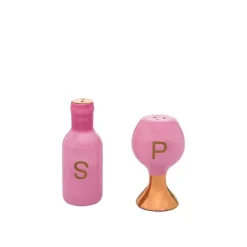 Pink Wine Glass Salt & Pepper Shaker Set