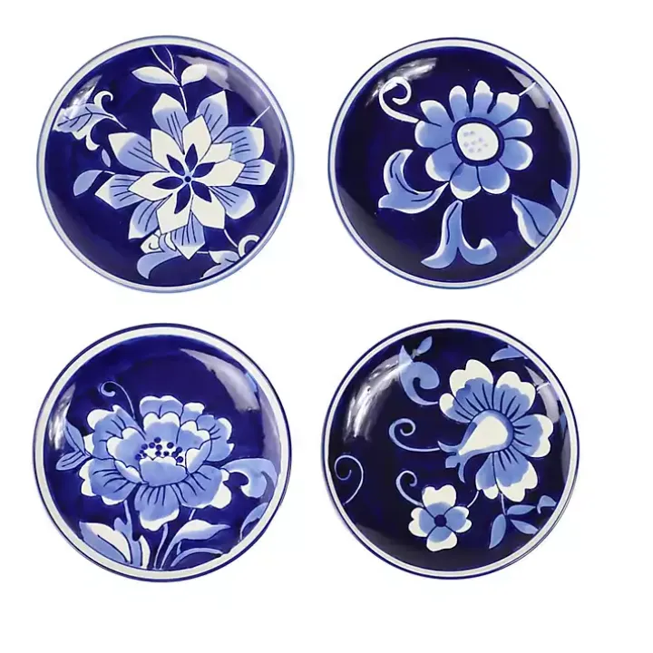 Pip Vintage Blue Floral Appetizer Plates, Set of 4