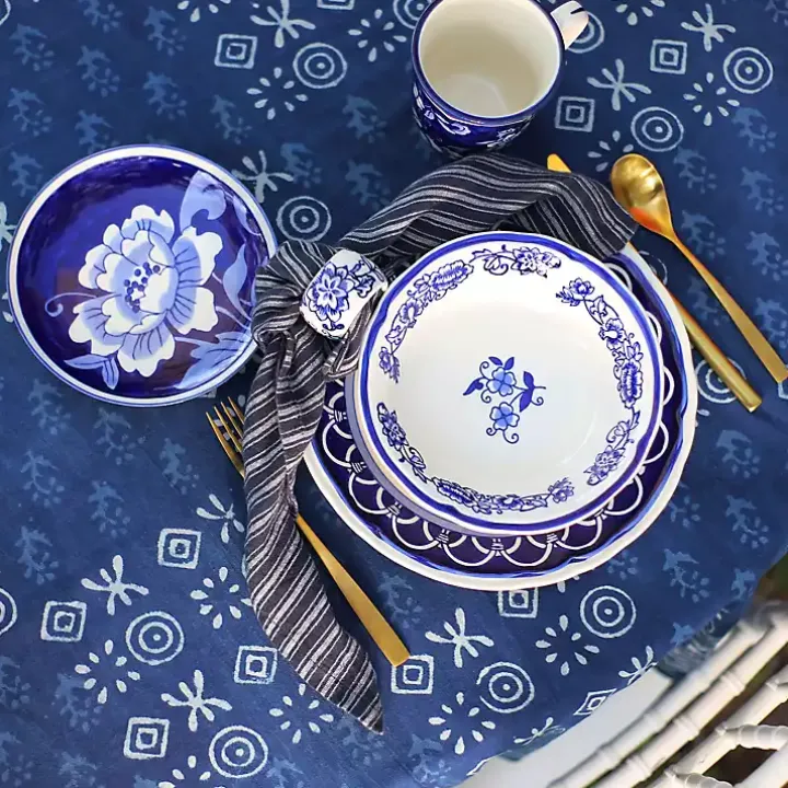 Pip Vintage Blue Floral Appetizer Plates, Set of 4