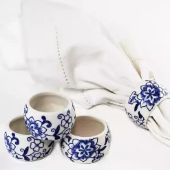 Pip Vintage Blue Floral Napkin Rings, Set of 4