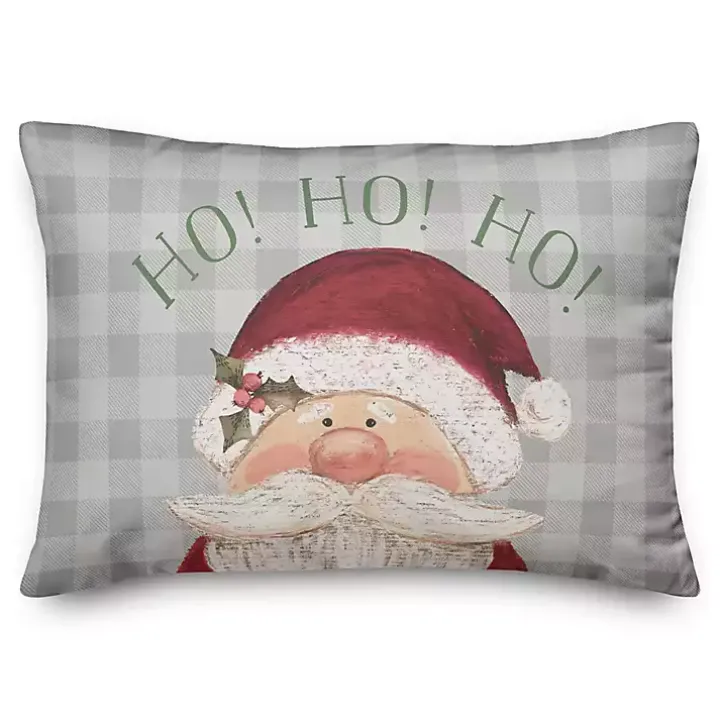 Plaid Ho Ho Ho Santa Claus Pillow